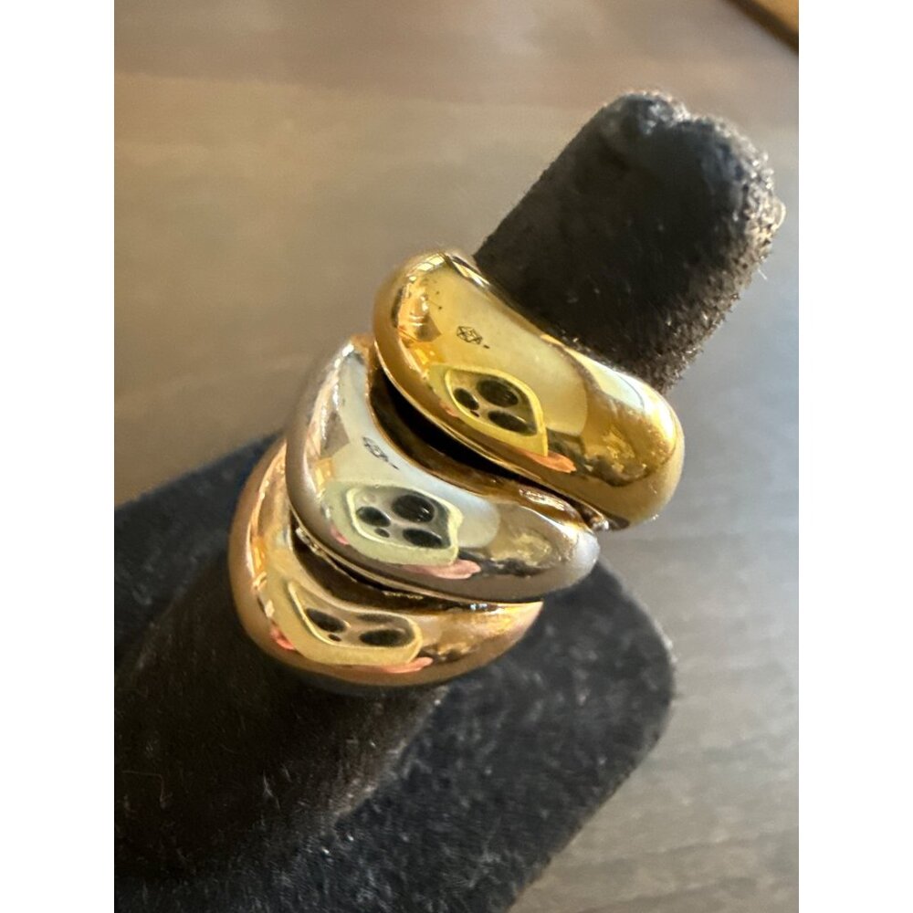 Gold & Silver-Tone Wave Design Ring Size 6 Chic Statement Jewelry